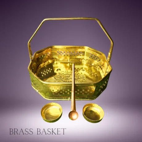 Traditional brass basket for pooja, fruits, and home decoration
