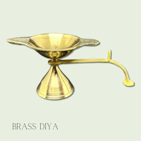 Brass Diya with Stand and Holder – Traditional Pooja Oil Lamp for Temple & Home