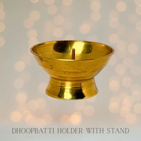 Traditional brass dhoopbatti stand for incense cone burning during puja rituals