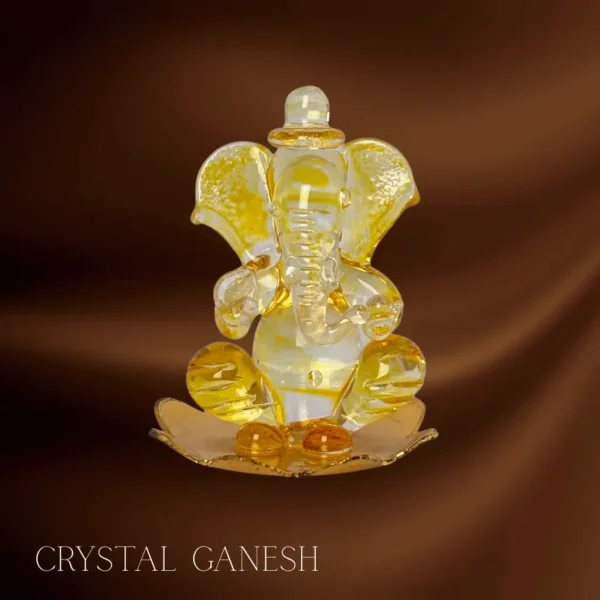 Transparent crystal Ganesh idol made from clear quartz for Vastu and puja