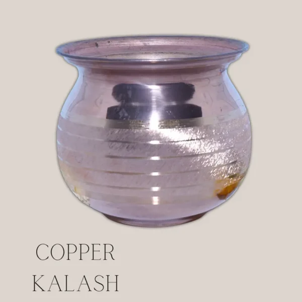 Round brass Kalash with wide mouth for puja and rituals