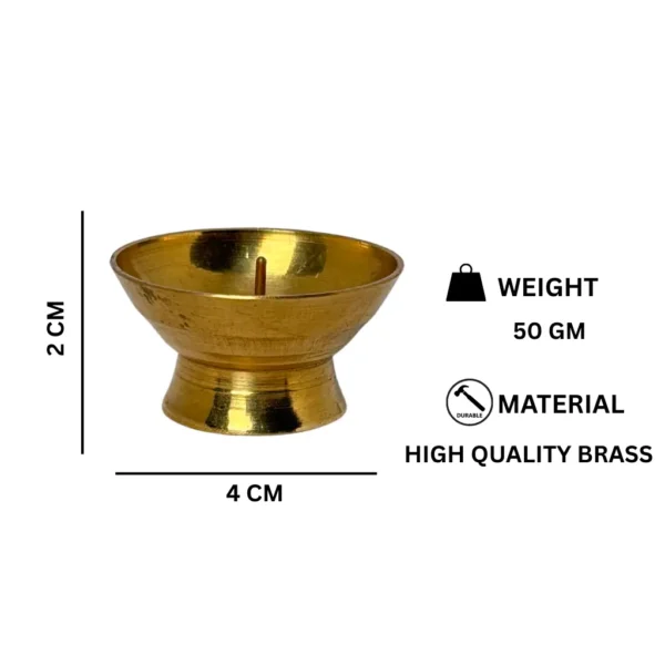 Traditional brass dhoopbatti stand for incense cone burning during puja rituals