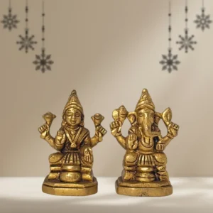 Beautiful brass Laxmi Ganesh idol for Diwali puja and home temple decoration