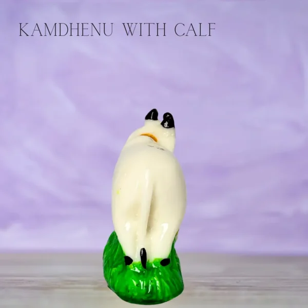 Kamdhenu Marble with Calf idol for pooja rituals, home temples, and spiritual décor at PoojaStore.in