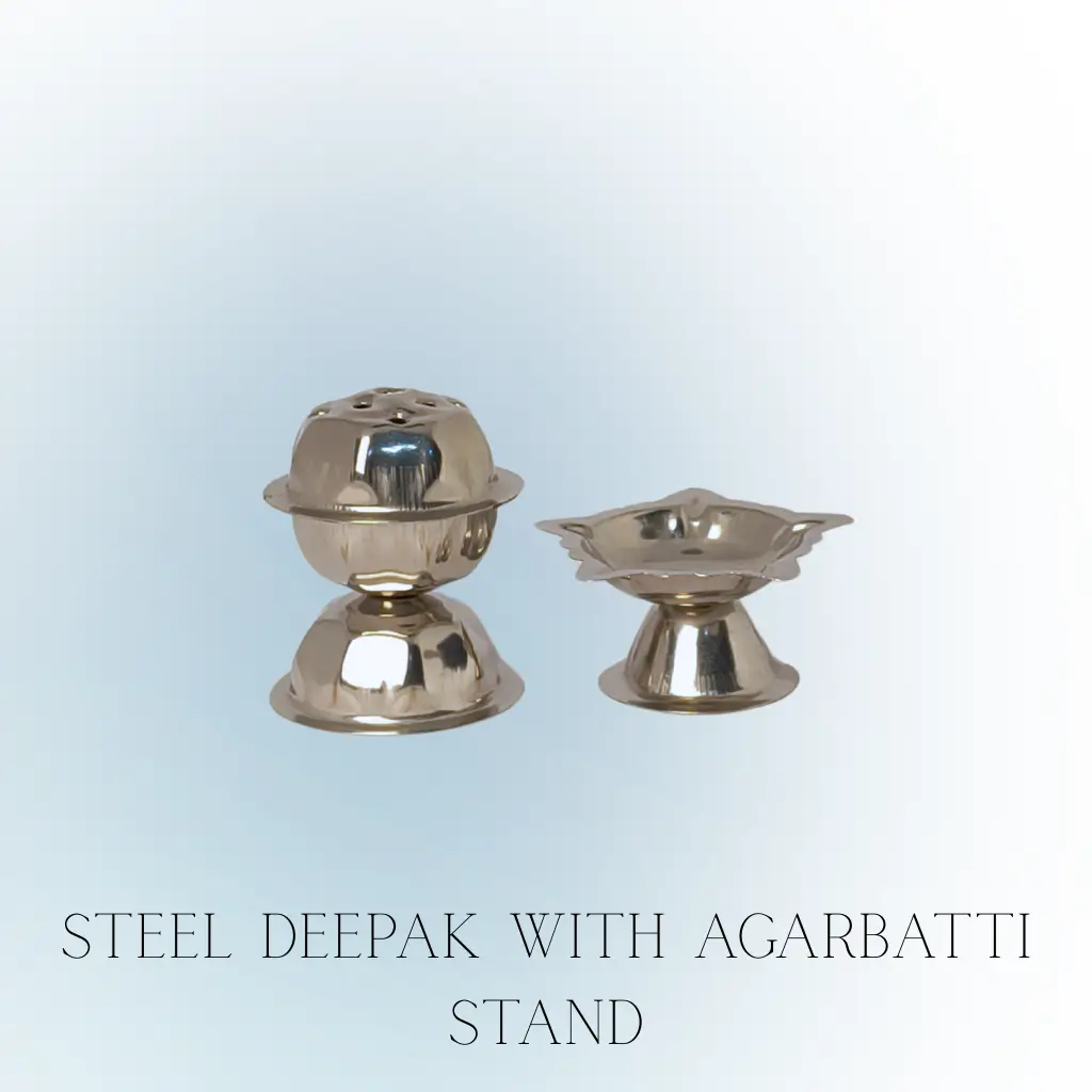 Agarbatti stand combo with stainless steel deepak for pooja rituals