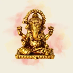 "Handcrafted Brass Ganesh Idol for Pooja and Home Decor – Vighnaharta Ganesha Murti"