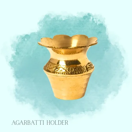 Brass vase-shaped agarbatti holder for incense sticks, traditional pooja accessory