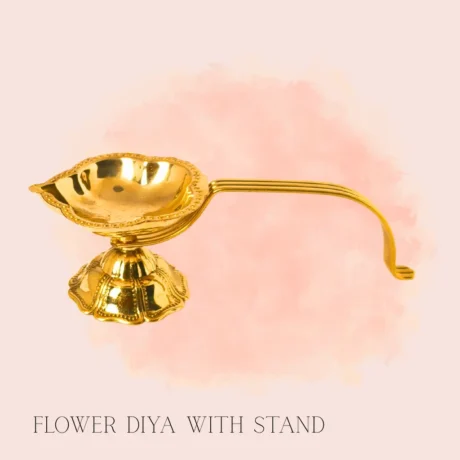 Brass Flower Diya with Stand – Decorative traditional pooja lamp