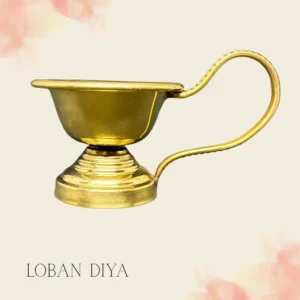 Brass loban diya with brass handle for pooja