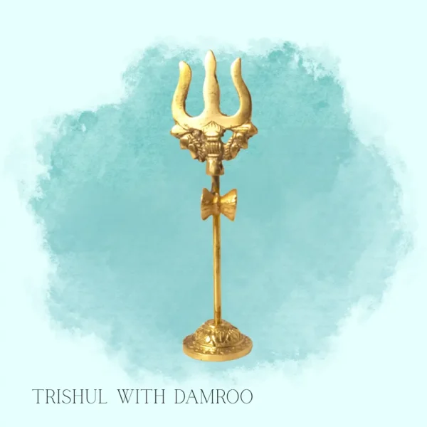 Brass Trishool with Damru – Lord Shiva pooja item