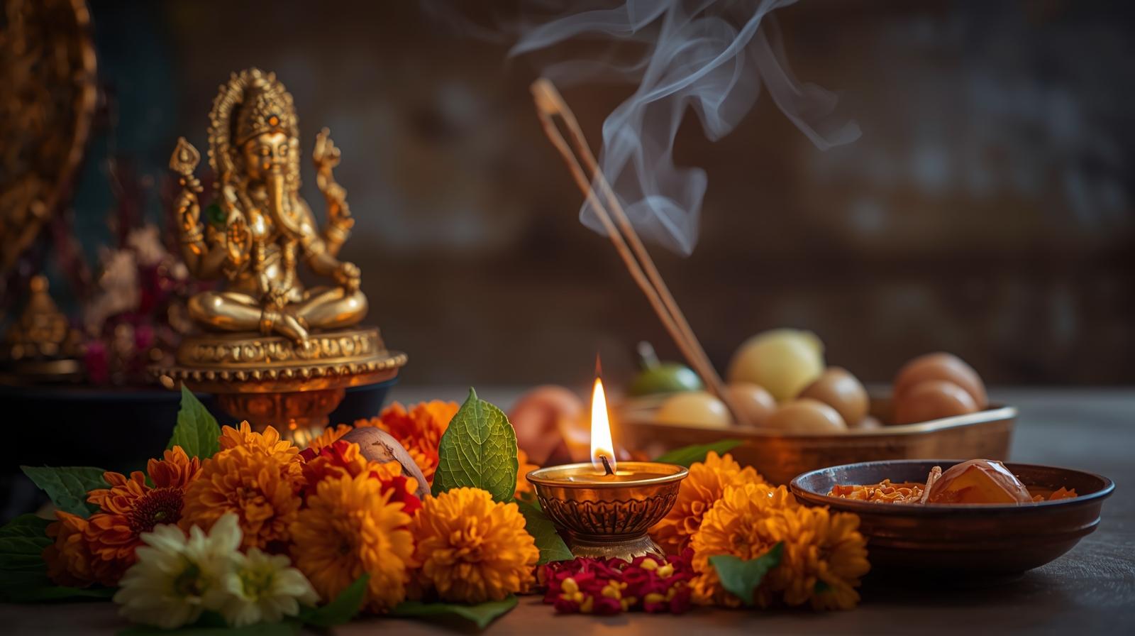 Morning pooja ritual setup at home to start the day with bhakti and positive energy